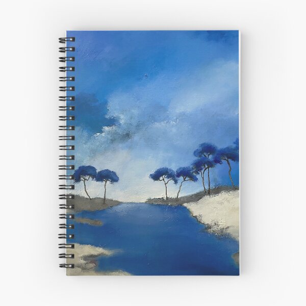 Item preview, blue trees at the entrance of a river designed and sold by Lydie Allaire Allaire.