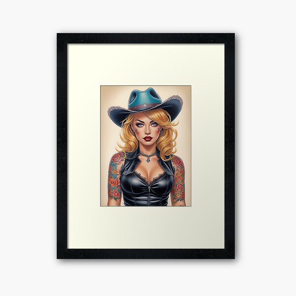 Item preview, Blonde Cowgirl Pin Up Tattoo Art designed and sold by MissSaylor.