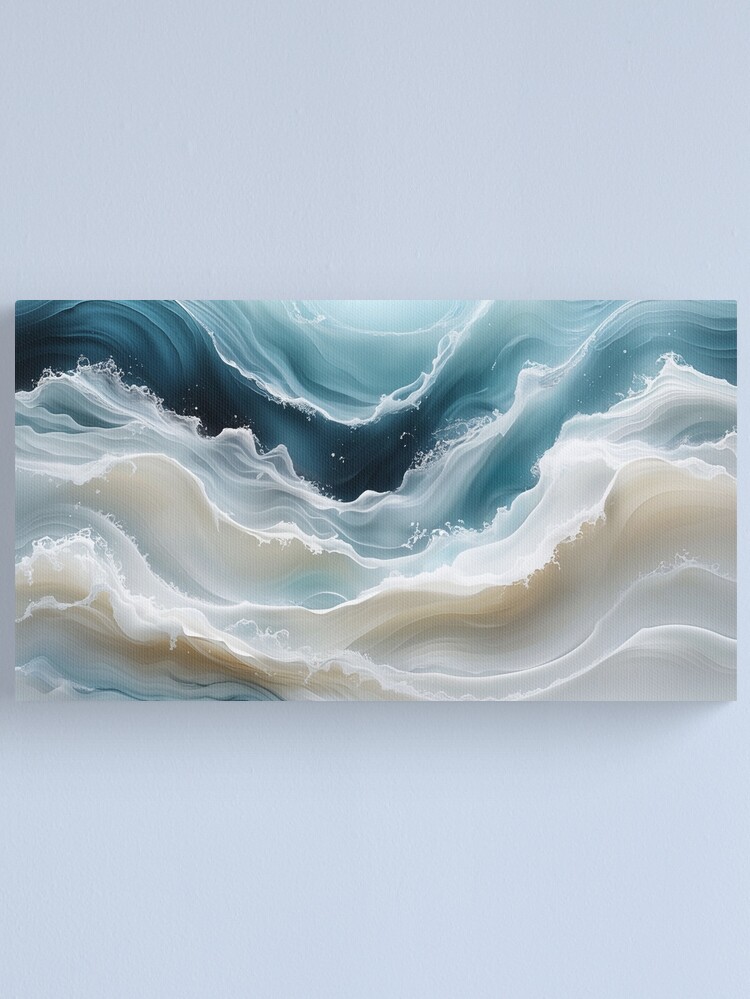 Thumbnail 1 of 3, Canvas Print, Oceanic Serenity: Abstract Waves in Motion designed and sold by PixelsArtst.