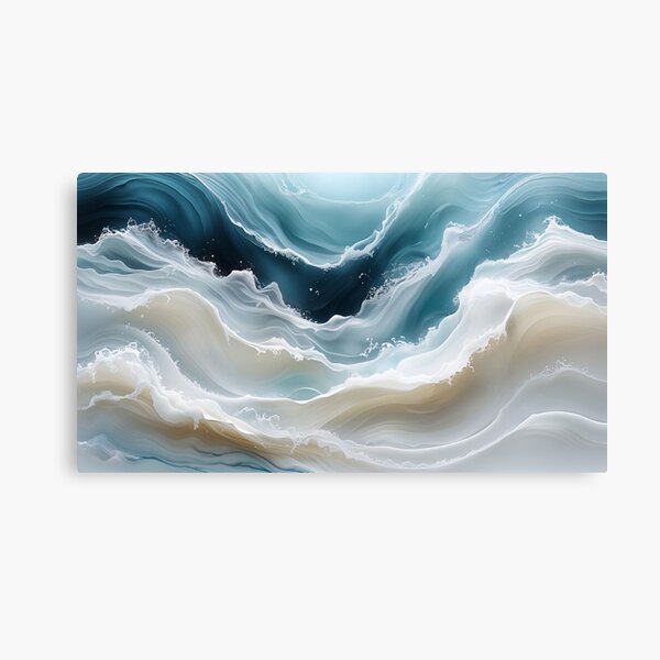 Oceanic Serenity: Abstract Waves in Motion Canvas Print