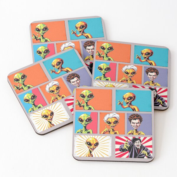 Item preview, "Human and Extraterrestrial - Series 3 - Painting 190/2000 - A Moment of Humorous Sharing - Design for Phone Cases, Stickers, Posters and more designed and sold by OUT OF THE BOX.