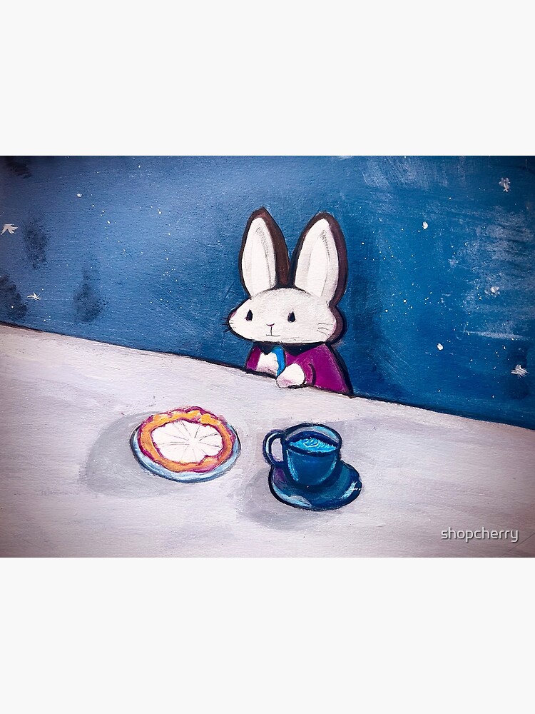 Thumbnail 3 of 3, Poster, bunny with tea and pie designed and sold by shopcherry.