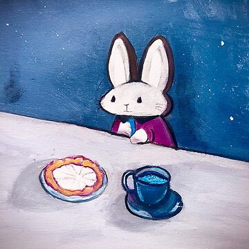 Artwork thumbnail, bunny with tea and pie by shopcherry