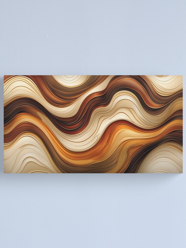 Thumbnail 1 of 3, Canvas Print, Golden Currents: Flowing Earth Tones designed and sold by PixelsArtst.
