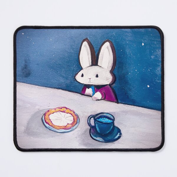 Vista previa del artículo con la obra «Conejito con té y pastel», diseñado y vendido por shopcherry.