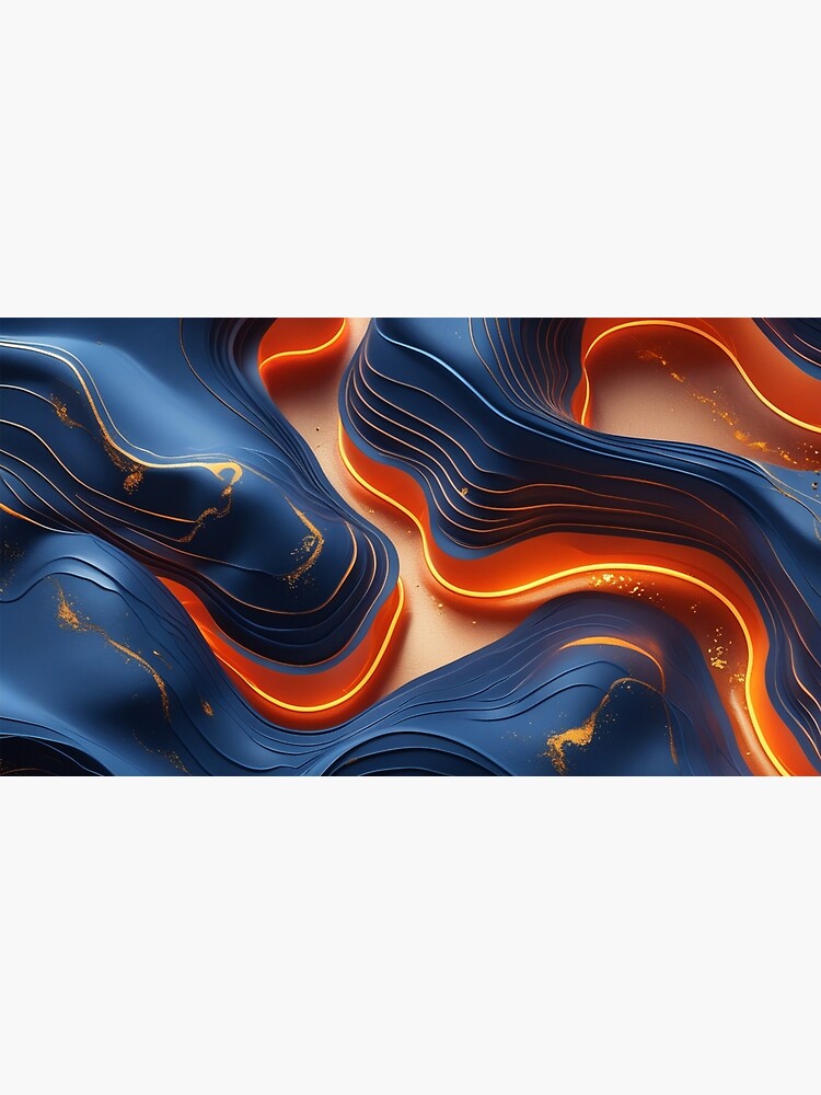 Thumbnail 3 of 3, Canvas Print, Molten Elegance: Flowing Blue & Fiery Gold designed and sold by PixelsArtst.