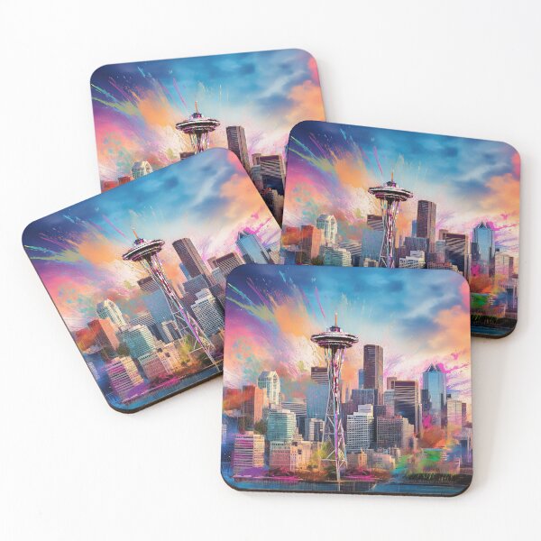 Item preview, Seattle Skyline Graffiti Art – Vibrant Abstract Street Art designed and sold by Phat Dog Designs .