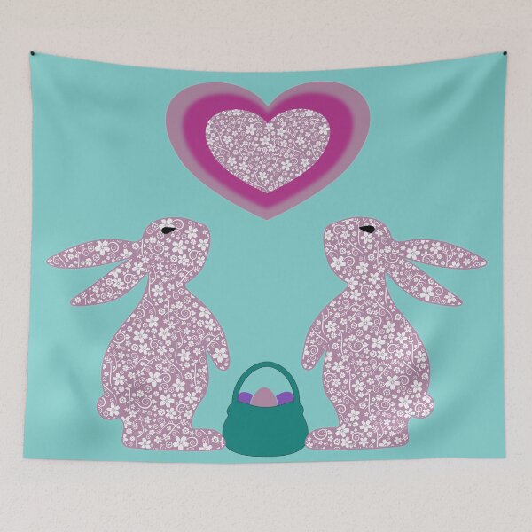 Item preview, Two Lace Bunnies  with Easter Eggs designed and sold by FaeryNuff.