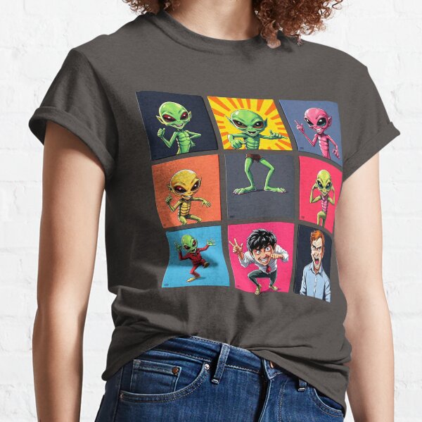 Vista previa del artículo con la obra «Extraterrestres - Interacciones humanas - Serie 3 - Gráfico 888/16000 - Poses dinámicas y expresiones divertidas - Diseño para estuches, pegatinas, pósters y más», diseñado y vendido por MiraboliK.