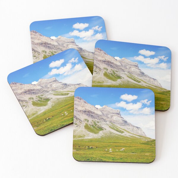 Item preview, High Alpine meadows with grazing cows against the backdrop of mountains. designed and sold by IaroslavB.