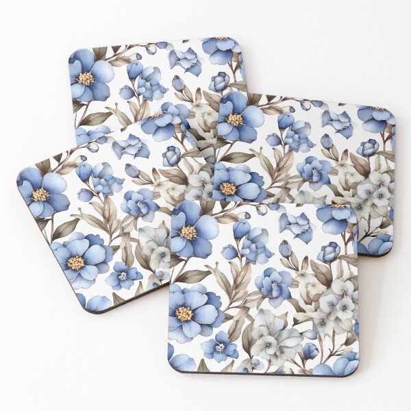 Item preview, delicate blue and white flowers, reminiscent of classic porcelain designs. designed and sold by fr-star.