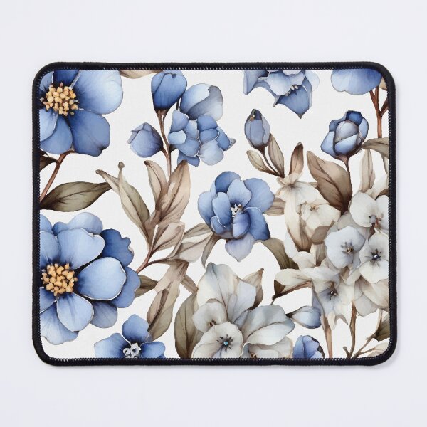 Item preview, delicate blue and white flowers, reminiscent of classic porcelain designs. designed and sold by fr-star.