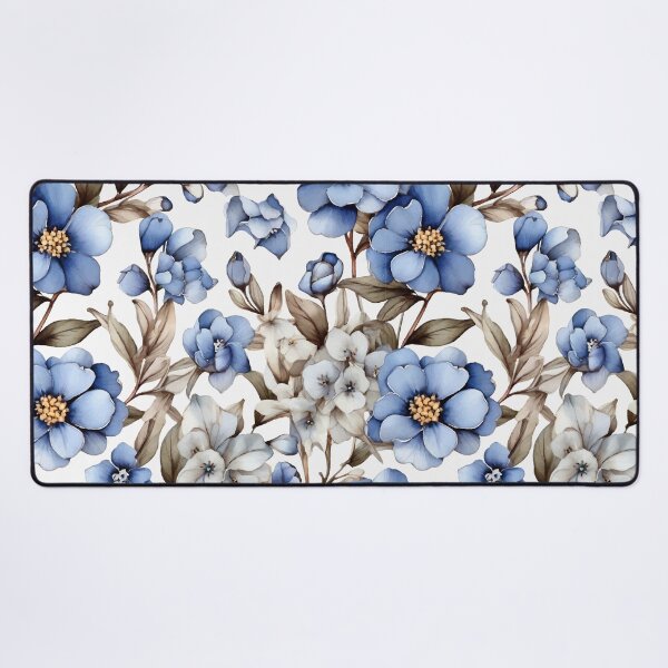 Item preview, delicate blue and white flowers, reminiscent of classic porcelain designs. designed and sold by fr-star.