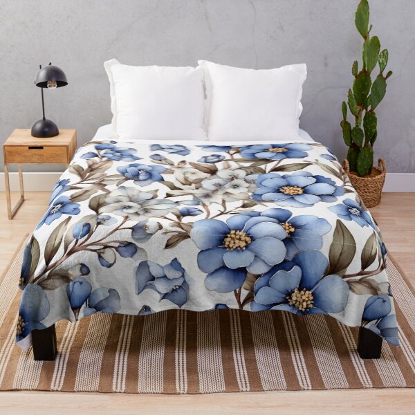 Item preview, delicate blue and white flowers, reminiscent of classic porcelain designs. designed and sold by fr-star.