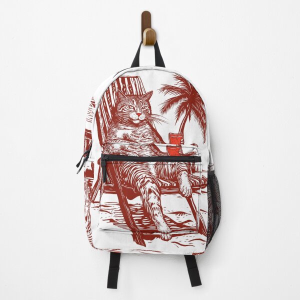 Item preview, Chilling Cat on the Beach – Funny Retro Holiday Design designed and sold by inksavvystudio.