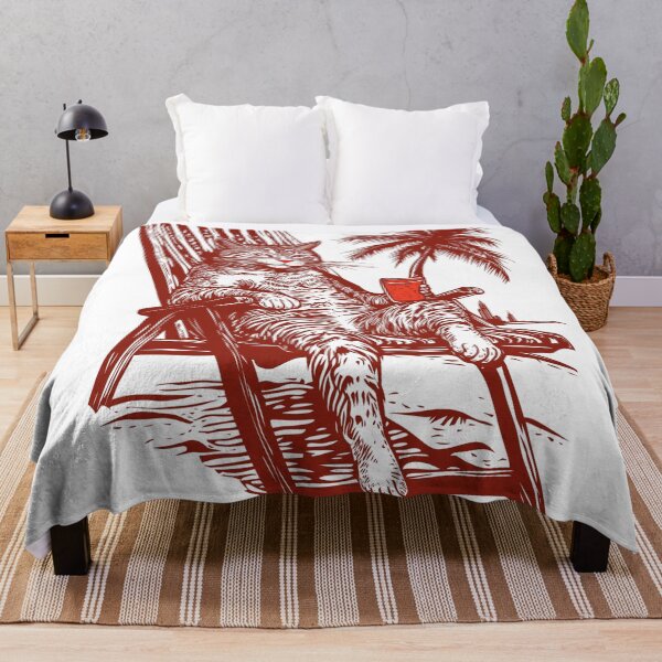 Item preview, Chilling Cat on the Beach – Funny Retro Holiday Design designed and sold by inksavvystudio.