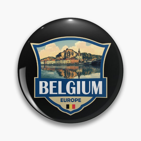 Artikelvorschau, Belgien Illustration Retro Abzeichen entworfen und verkauft von KrisSidDesigns.