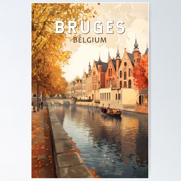 Item preview, Bruges Belgium Illustration Travel Art Vintage designed and sold by KrisSidDesigns.