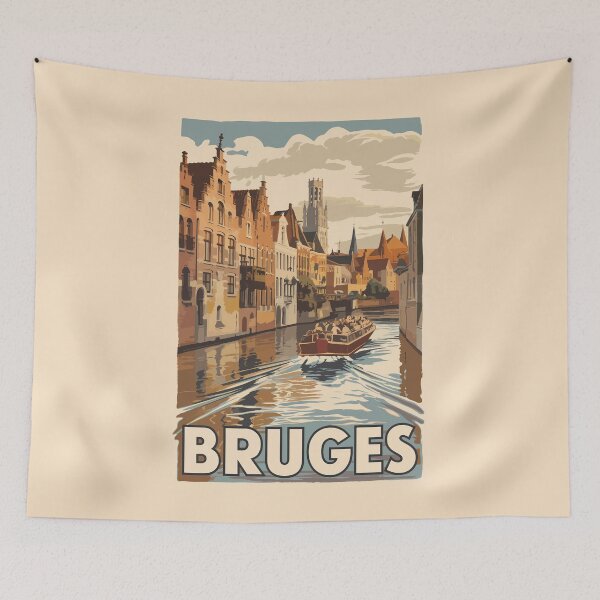 Item preview, Bruges Belgium Illustration Travel Art Vintage designed and sold by KrisSidDesigns.