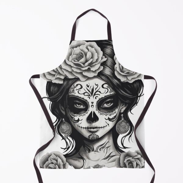 Item preview, sugarskull day of the dead minimalist tattoo art design designed and sold by X-ecute.