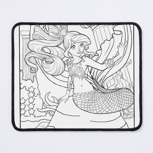 Item preview, Mermaid Coloring Page Pattern designed and sold by DavidColoring.