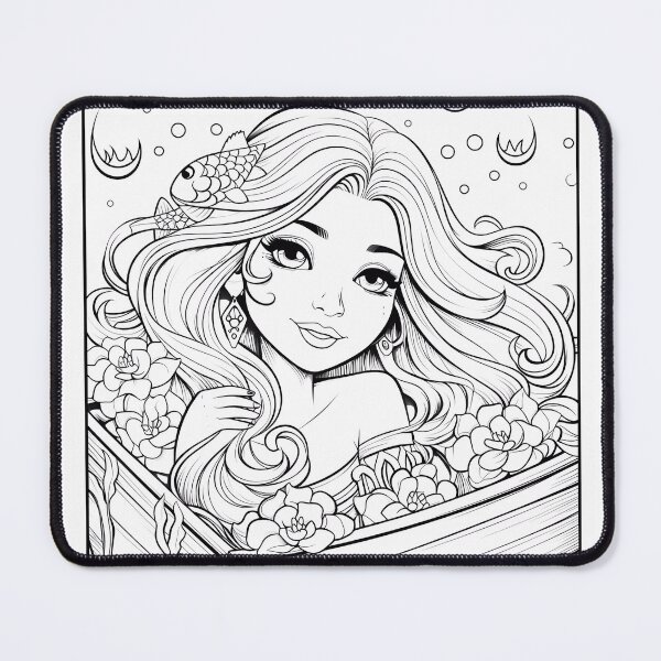 Item preview, Mermaid #3 Coloring Page Pattern designed and sold by DavidColoring.