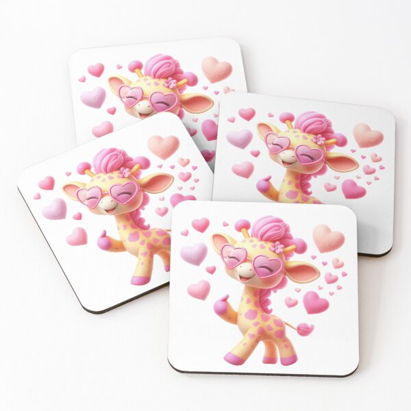 Item preview, Cute Pink Giraffe with Heart Sunglasses designed and sold by ideandesign.