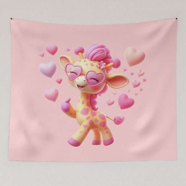 Item preview, Cute Pink Giraffe with Heart Sunglasses designed and sold by ideandesign.