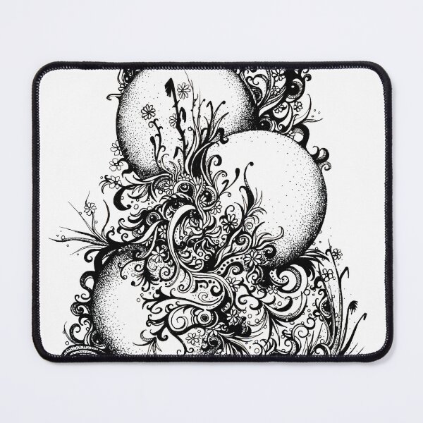 Item preview, Greenery – Abstract Ink Drawing with Floating Orbs & Garden designed and sold by DanielleJScott.com.