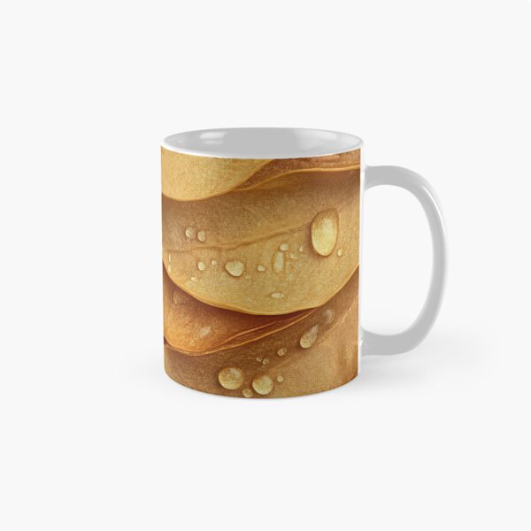 Item preview, Close-up of golden leaves with water droplets, creating a textured and natural composition in soft lighting designed and sold by anytka.