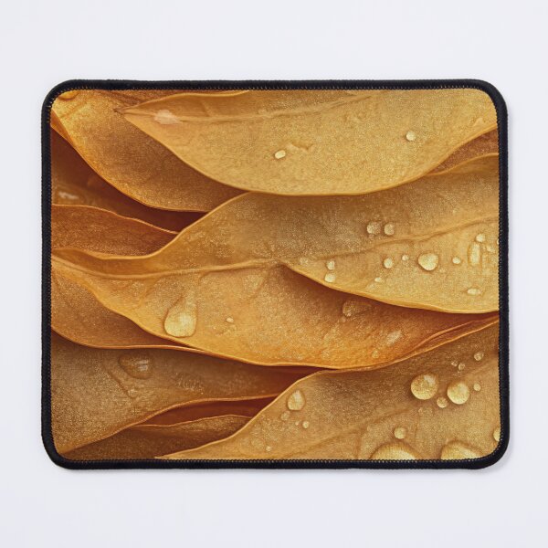 Item preview, Close-up of golden leaves with water droplets, creating a textured and natural composition in soft lighting designed and sold by anytka.