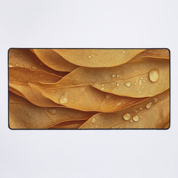 Item preview, Close-up of golden leaves with water droplets, creating a textured and natural composition in soft lighting designed and sold by anytka.