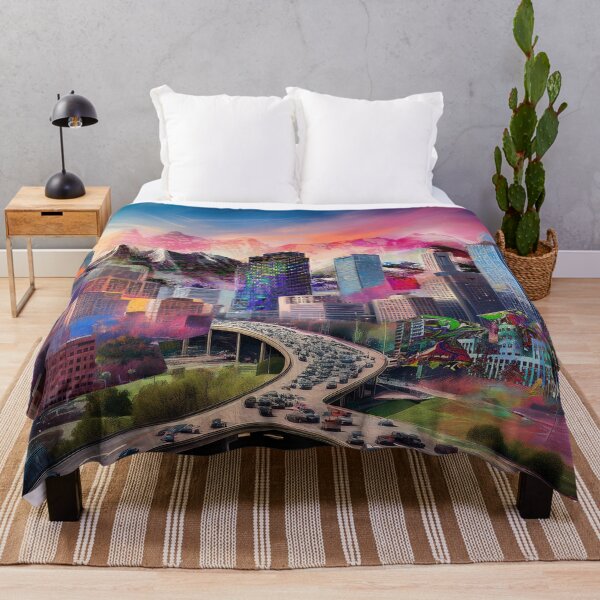 Artikelvorschau, Denver Skyline Graffiti Art – Farbenfrohe abstrakte Urban entworfen und verkauft von Phat Dog Designs .