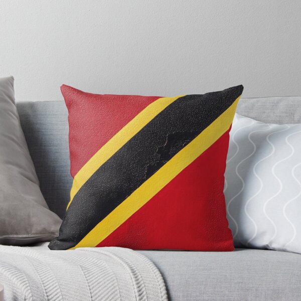 Item preview, Vivid red wall adorned with bold black and yellow diagonal stripes in an artistic display of color designed and sold by anytka.