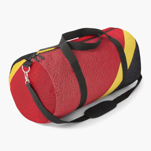 Item preview, Vivid red wall adorned with bold black and yellow diagonal stripes in an artistic display of color designed and sold by anytka.