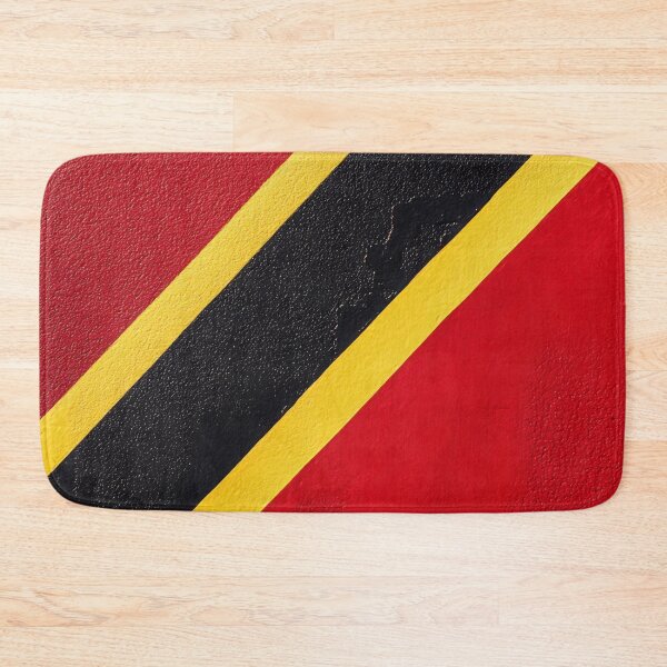Item preview, Vivid red wall adorned with bold black and yellow diagonal stripes in an artistic display of color designed and sold by anytka.