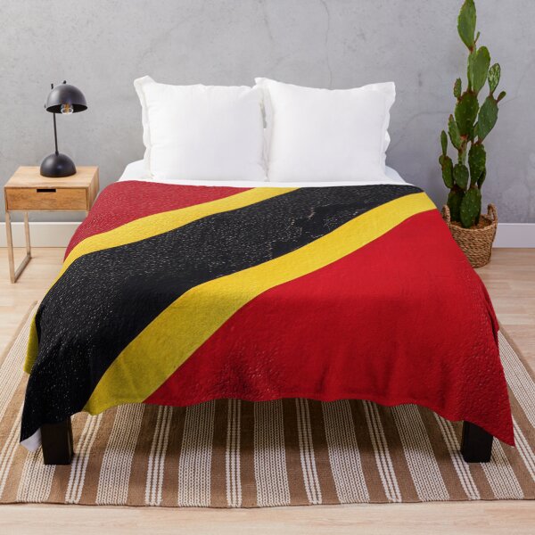 Item preview, Vivid red wall adorned with bold black and yellow diagonal stripes in an artistic display of color designed and sold by anytka.