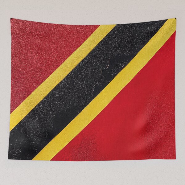 Item preview, Vivid red wall adorned with bold black and yellow diagonal stripes in an artistic display of color designed and sold by anytka.