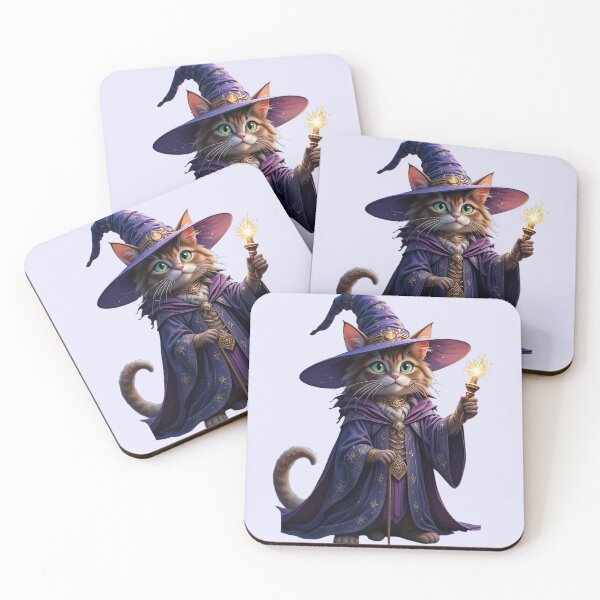 Item preview, Wizard Cat - Magical Feline with Hat, Wand & Sparkling Spells Design designed and sold by atenyos.