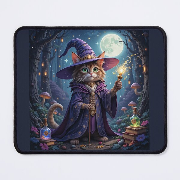 Item preview, Wizard Cat - Magical Feline with Hat, Wand & Sparkling Spells Design designed and sold by atenyos.