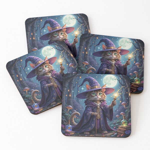 Item preview, Wizard Cat - Magical Feline with Hat, Wand & Sparkling Spells Design designed and sold by atenyos.