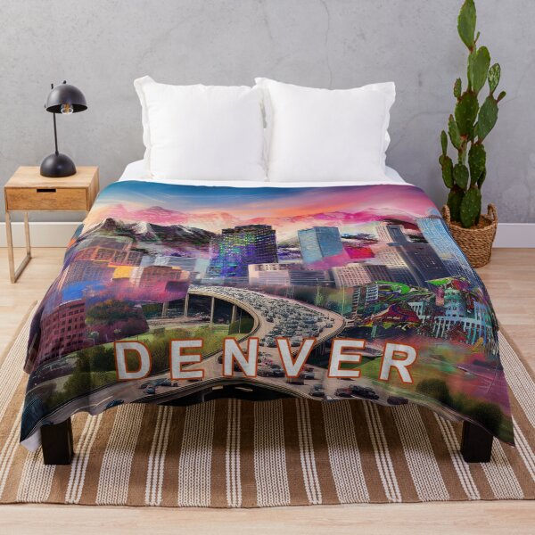Artikelvorschau, Denver Skyline Graffiti Art – Farbenfroher abstrakter urbaner Streetstyle entworfen und verkauft von Phat Dog Designs .