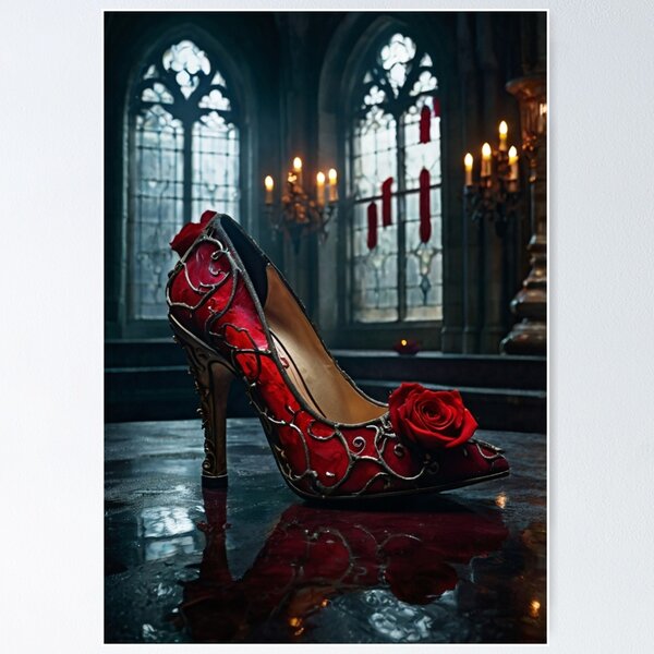 Item preview, Gothic Cinderella Red Slipper – Dark Fairy Tale Aesthetic designed and sold by dreamparlor.