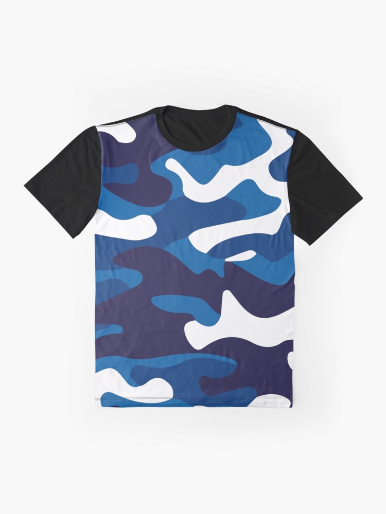 White Blue Camo Graphic T-Shirt for Sale by dextersdesigns