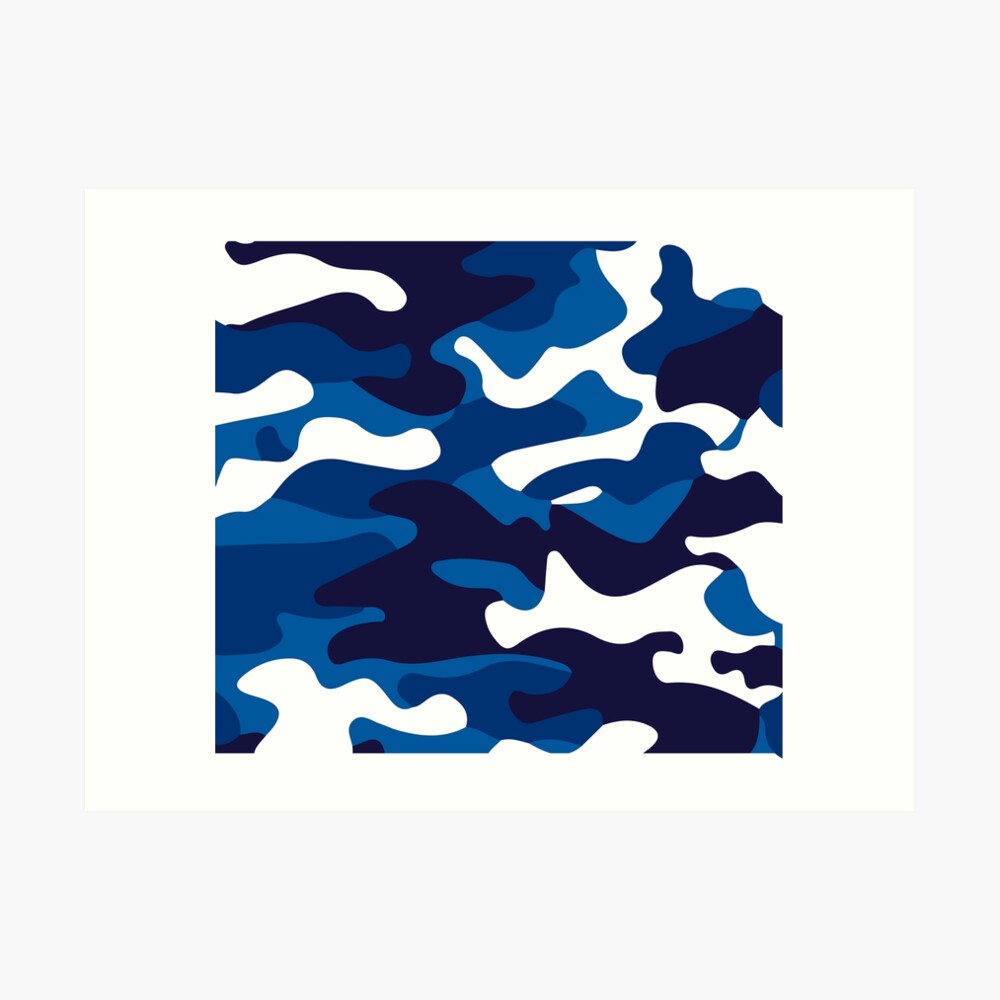 White Blue Camo Graphic T-Shirt for Sale by dextersdesigns