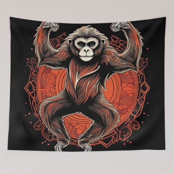 Item preview, Gibbon dancing in graffiti Asian style  designed and sold by Boxing Kangaroo Retail Company.