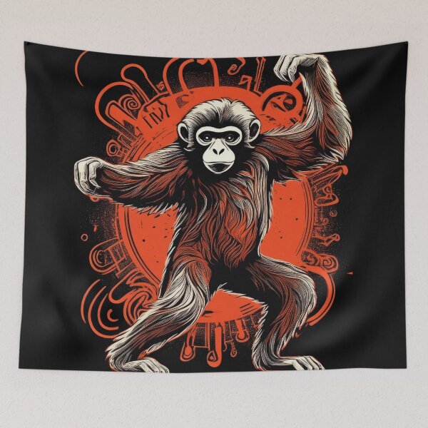 Item preview, Gibbon dancing in graffiti Asian style  designed and sold by Boxing Kangaroo Retail Company.