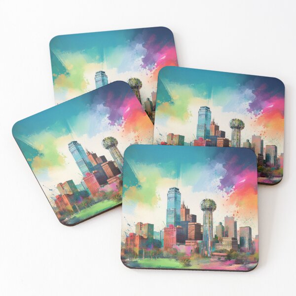 Artikelvorschau, Graffiti-Kunst in der Skyline von Dallas – farbenfroher abstrakter urbaner Streetstyle entworfen und verkauft von Phat Dog Designs .
