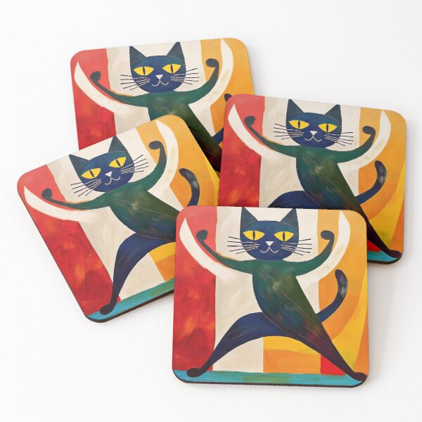 Item preview, Cubist Black cat dancing  designed and sold by Boxing Kangaroo Retail Company.