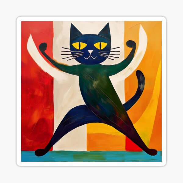 Item preview, Cubist Black cat dancing  designed and sold by Boxing Kangaroo Retail Company.